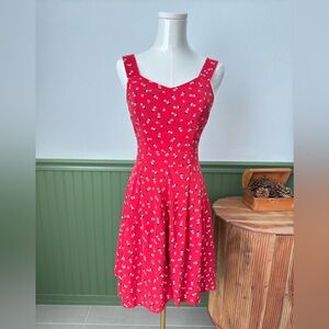 Lauren Conrad x Disney Red Minnie Mouse Print Fit and Flare Dress Size 2 EUC